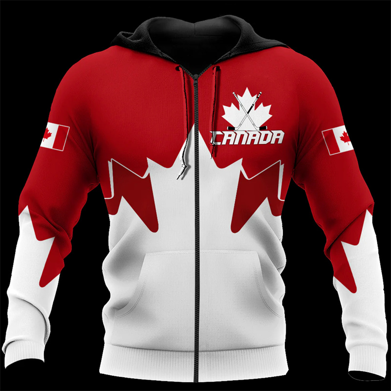 Street Fashion Canada - Kanada 3d tüm baskılı akçaağaç yaprağı